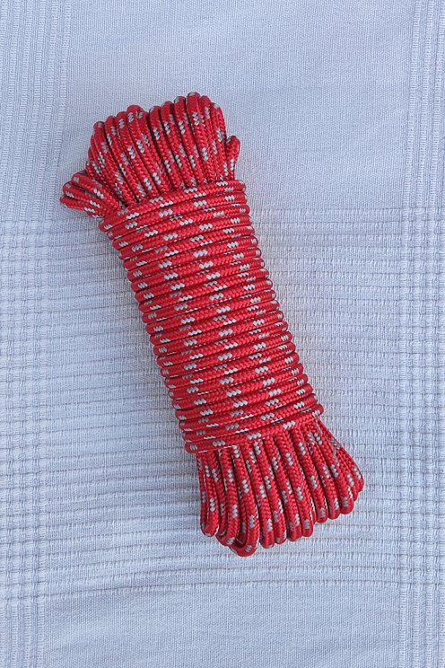 Cuerda tambor yembé reforzada PES 5 mm Rojo / Gris 20 m