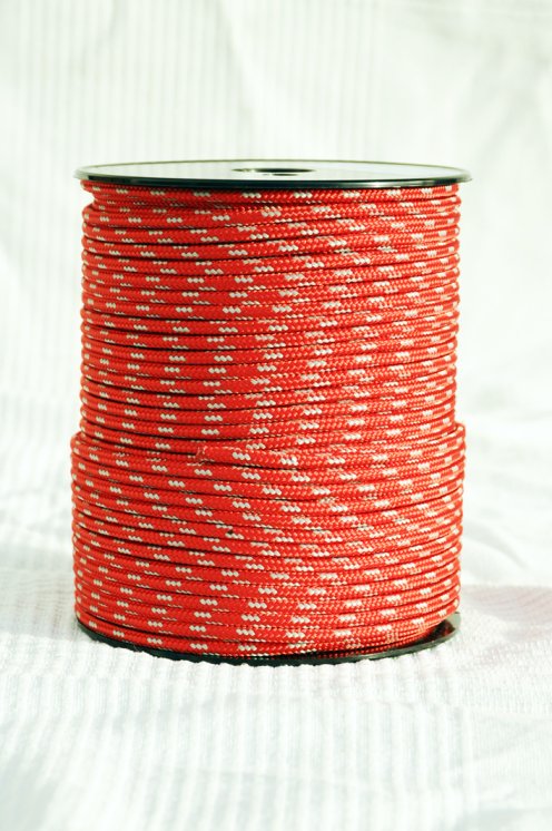 Cuerda yembé reforzada PES 4 mm Rojo / gris 100 m