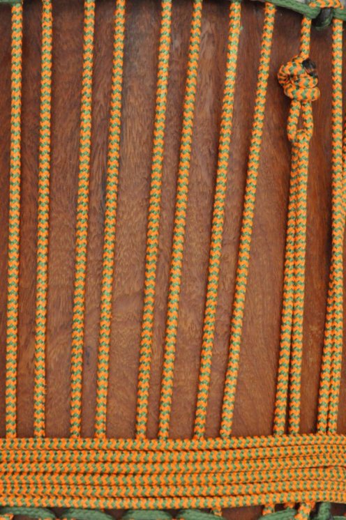 Cuerda tambor yembé reforzada PES 5 mm Zigzag Naranja fluo / Verde 100 m