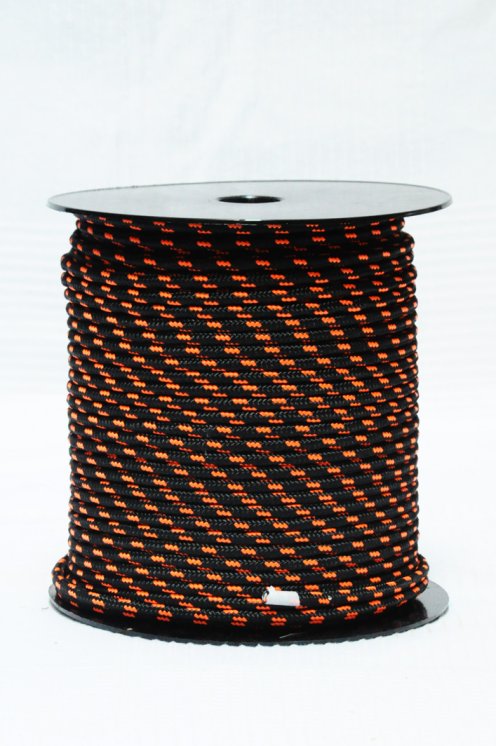 Cuerda de alpinismo djembé Ø5 mm negra / naraja flúor - Cuerda para djembe tambor