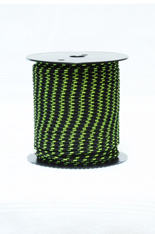 Cuerda tambor yembé reforzada PES 4 mm Negro / Amarillo fluo 100 m