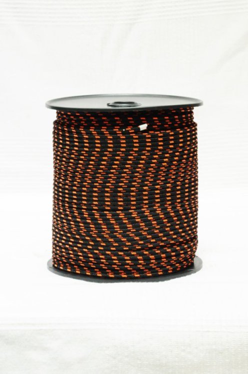 Cuerda tambor yembé reforzada PES 4 mm Negro / Naranja fluo 100 m