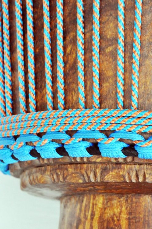 Cuerda tambor yembé reforzada PES 5 mm Diagonal Azul / Cobre 100 m
