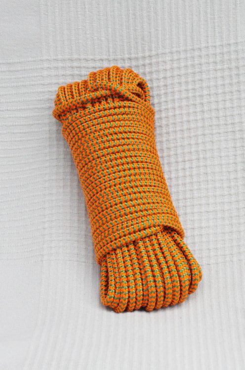 Cuerda tambor yembé reforzada PES 5 mm Zigzag Naranja fluo / Verde 20 m