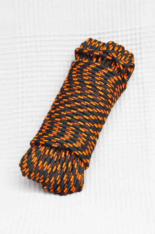 Cuerda tambor yembé reforzada PES 5 mm Negro / Naranja fluo 20 m