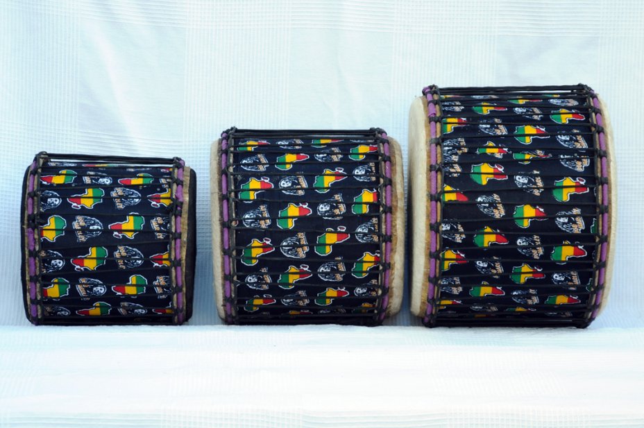 Venta set dundun - Trio de mini-tambores dununs de Ghana