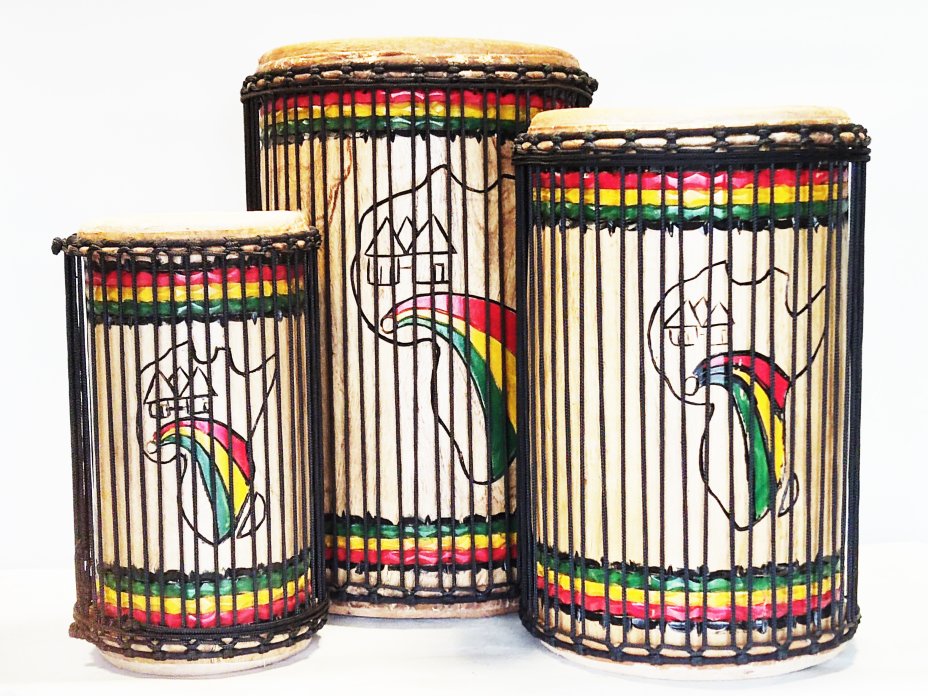 Juego de tambores bajos dundun - Set de dundunes de Guinea