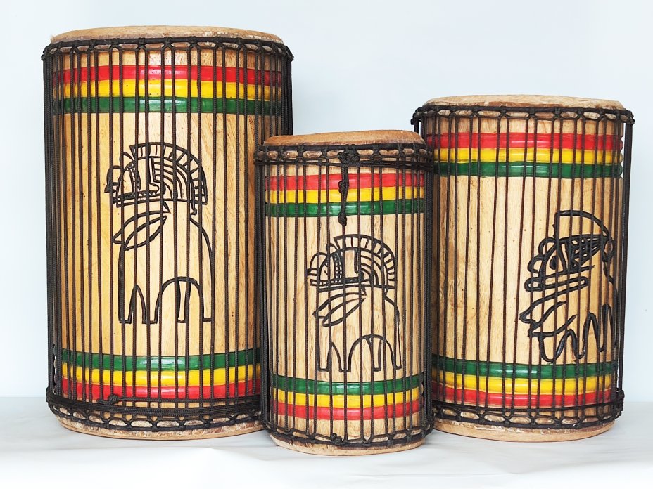 Juego de tambores bajos dundun - Set de dundunes de Guinea