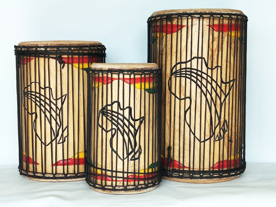 Juego de tambores bajos dundun - Set de dundunes de Guinea