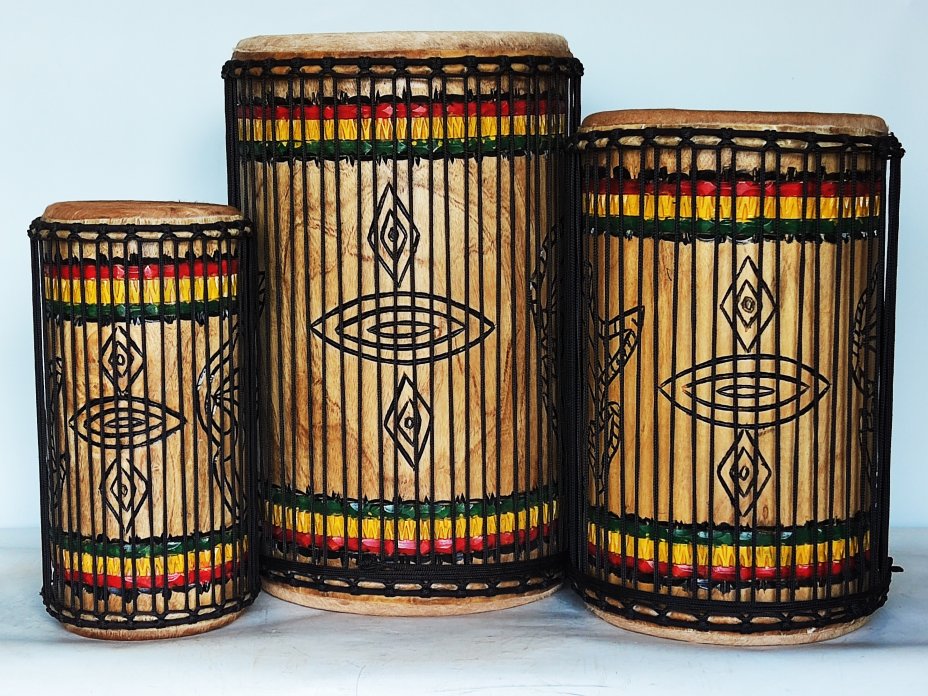 Juego de tambores bajos dundun - Set de dundunes de Guinea