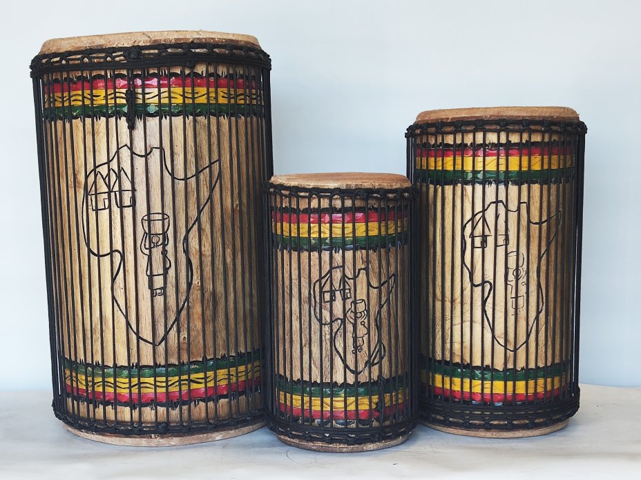 Juego de tambores bajos dundun - Set de dundunes de Guinea