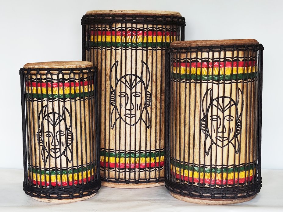 Juego de tambores bajos dundun - Set de dundunes de Guinea