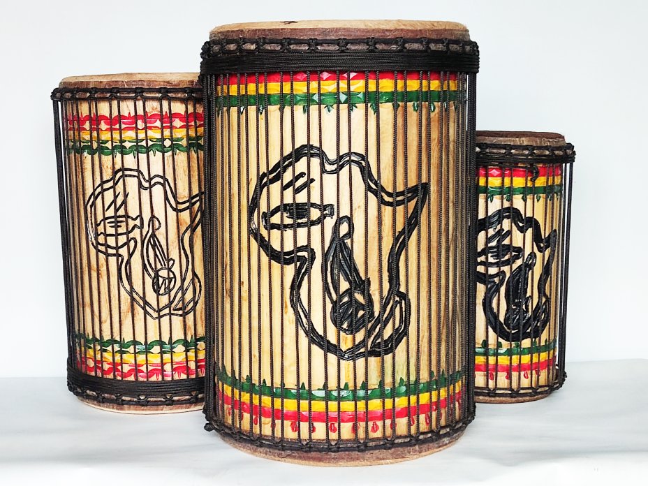 Juego de tambores bajos dundun - Set de dundunes de Guinea
