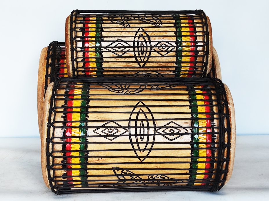 Juego de tambores bajos dundun - Set de dundunes de Guinea
